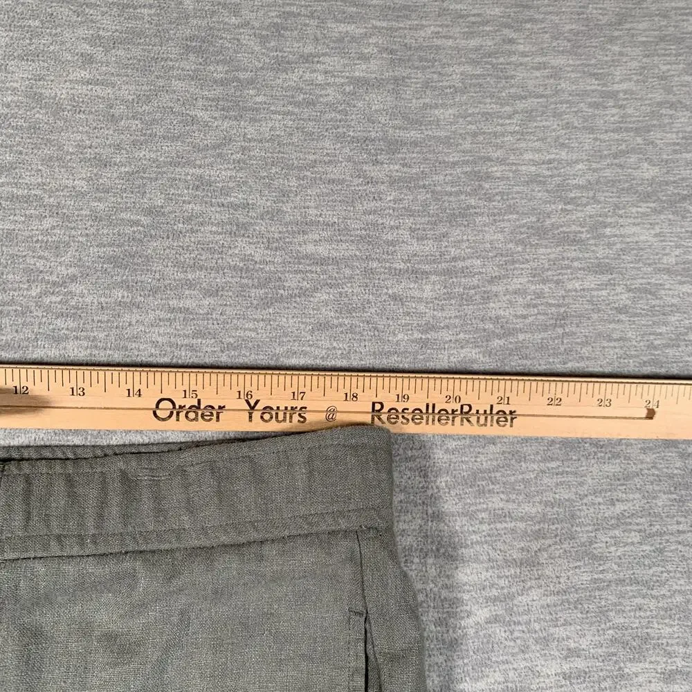Onia Pants Mens XL Green Linen Viscose Elastic Waist Straight Leg Chino Casual